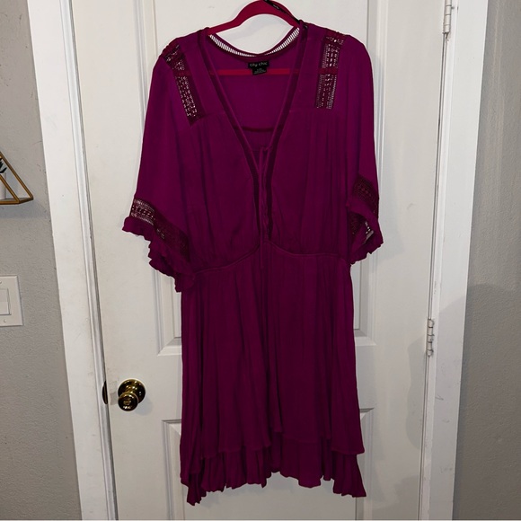 City Chic Plus Size Fuchsia Tiered Dress Torrid Plus Size Pink Magenta Dress - Picture 7 of 12